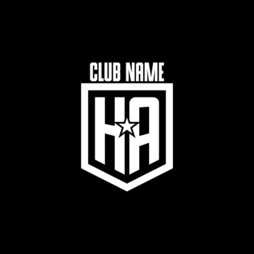 HA initial gaming logo with shield and star style design