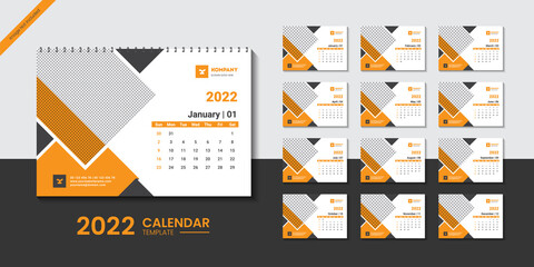 Clean and creative 2022 desk calendar design template for new year | 2022 New year planner or wall calendar template