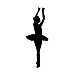 Ballerina woman silhouette vector illustration black and white