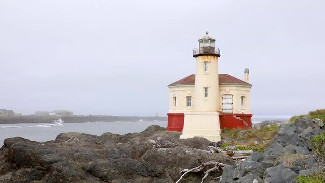 Coquille River Lighthouse in the Bullards Beach State Park, Oregon