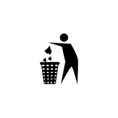 throw the trash in the trash icon, throw the trash icon vector symbol illustration