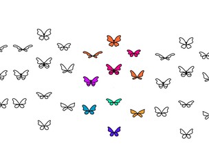 Fototapeta na wymiar Butterflies, butterfly illustration colorful white background 