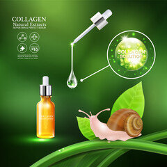 Collagen or Serum and Vitamins Template for Cosmetic Packaging Design.  © Space-Vector