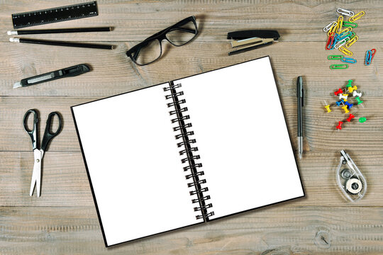 Open ring book mockup. Office college school supplies
