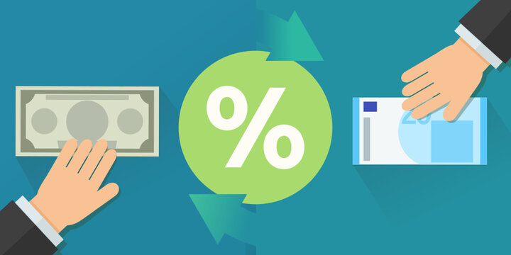 Exchange rate between the dollar and the euro (flat design)