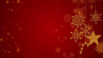 Red Loop Animation of Snow snowflakes falling moving in loop Christmas background. merry christmas, Holiday, winter, New Year, snowflake, snow, festive, snow flakes. holidays greeting card presents.