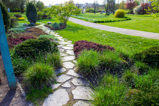 Idyllic panorama of european part of Gardens of the world in Marzahn near Berlin: Idyllic panorama of european part of Gardens(named Karl Foerster)