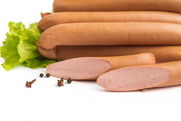 meat sausages on white background