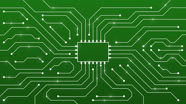 Electronic circuit on green board (seamless loop)