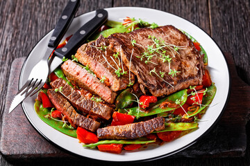 grilled Beef Flank Steak with braised vegetables