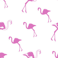 Obraz premium Pink Flamingo Pattern Design on White Background