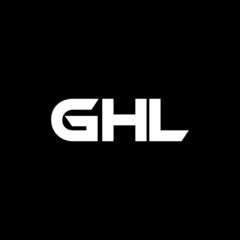 GHL letter logo design with black background in illustrator, vector logo modern alphabet font overlap style. calligraphy designs for logo, Poster, Invitation, etc.