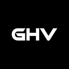 GHV letter logo design with black background in illustrator, vector logo modern alphabet font overlap style. calligraphy designs for logo, Poster, Invitation, etc.