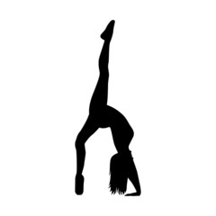 Fototapeta premium Ballet dancer woman silhouette vector illustration black and white