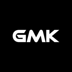 GMK letter logo design with black background in illustrator, vector logo modern alphabet font overlap style. calligraphy designs for logo, Poster, Invitation, etc.