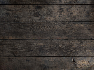 Old grunge dark textured wooden background , vintage brown wood texture , top view teak wood paneling