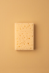 Eco friendly sponge. Zero waste concept. Top view on beige background. Household cleaning sponges for dishwashing, kitchen, bathroom. Recycling concept.