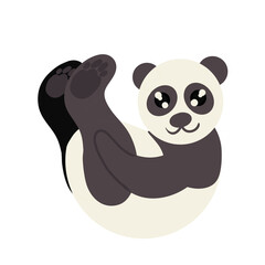 Adorable panda lying on back. Image isolated on white background. Can be used in website design of clothing accessories banners. Vector illustration