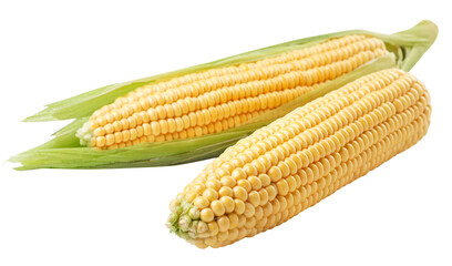 Cobs of corn peeled and not peeled on a white background, corn cut. Isolated