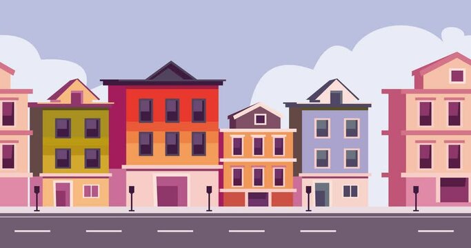 city building landscape background animation
