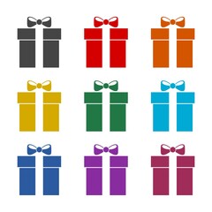Gift box color icon set