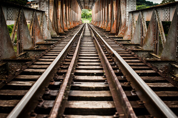 Fototapeta na wymiar Old railway bridge in Castro, Paraná. Brazil