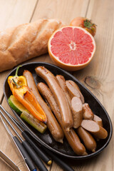 Delicious sausage on a plate.