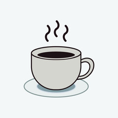 Cup of Fresh Coffee. Vector Illustration. Flat Style, Clip Art Decorative Design for Cafeteria, Posters, Banners, Cards. Vector illustration coffee, Cup of Fresh Coffee.