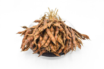 Myanmar or Burmese traditional street food, boiled pea bunches.