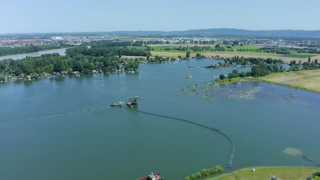 Flight above the Eicher See in Germany clip 1