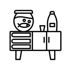 Nightstand Vector Line Icon Design