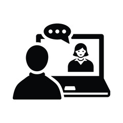 Study, online icon. Black vector graphics.