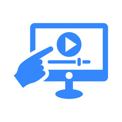 Video, web, classes icon. Blue color design.