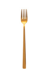 fork brass gold isolated on white background