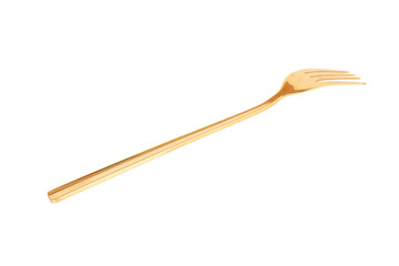 fork brass gold isolated on white background