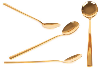 spoon brass gold isolated on white background