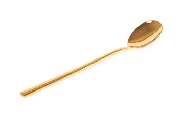 spoon brass gold isolated on white background