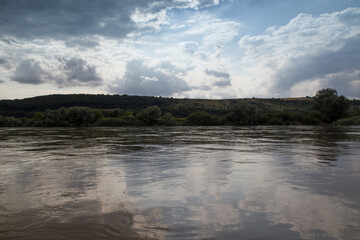 Dniester river and sky with clouds