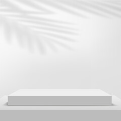 Abstract background with white color geometric 3d podiums. Vector illustration.