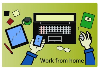 Vector illustration of work from home.