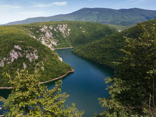 Obraz na płótnie Canvas Bocac artificial lake in the canyon of the river Vrbas between the Manjaca and Cemernica mountains in the towns of Banja Luka, Knezevo and Mrkonjic Grad