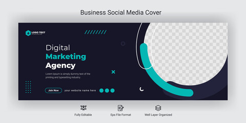 Creative corporate business marketing social media facebook cover banner post template  - obrazy, fototapety, plakaty