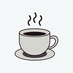 Cup of Fresh Coffee. Vector Illustration. Flat Style, Clip Art Decorative Design for Cafeteria, Posters, Banners, Cards. Vector illustration coffee, Cup of Fresh Coffee.