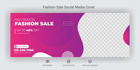 Fashion sale social media facebook cover banner template, Web banner timeline template.