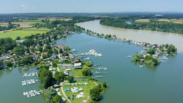 Flight above the Eicher See in Germany clip 4