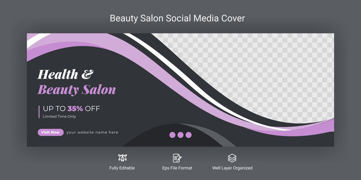 Health And Beauty Salon Facebook Cover Banner Template