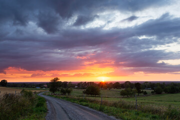 Summer sunset in the Swedish country
