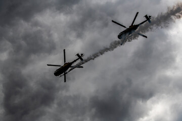  demonstration flights of modern combat helicopters at the MAKS-21 aerospace show in Zhukovsky on...