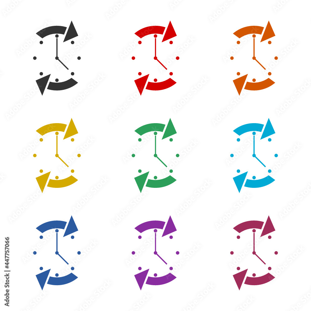 Poster clock color icon set isolated on white background