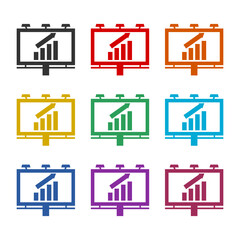 Business Growing Chart Presentation Color Icon set